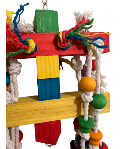 Parrot-Supplies Loads Of Beads & Knobs Wood & Rope XL Macaw Parrot Toy Parrot-Supplies Loads Of Beads & Knobs Wood & Rope XL Macaw Parrot Toy